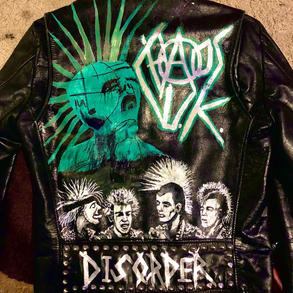Studded hardcore punk leather jacket